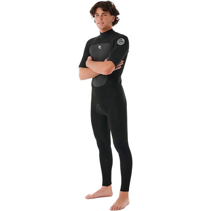 2024 Rip Curl Mens Omega 2/2mm Back Zip Short Sleeve Wetsuit 15ZMFS - Black